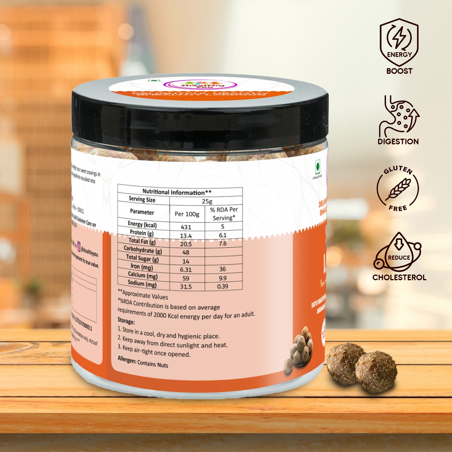 Shealthy You - Sattu Laddoo | No Refined Sugar | 36% Iron | 10% Calcium | Healthy Snacks for Kids, Adults and Elderly alike