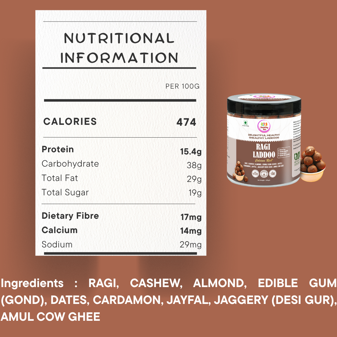 Shealthy You - Ragi Laddoo | No Refined Sugar | High Protein | Calcium Rich | Dietary Fiber Rich | Healthy Snacks for Kids, Adults and Elderly alike