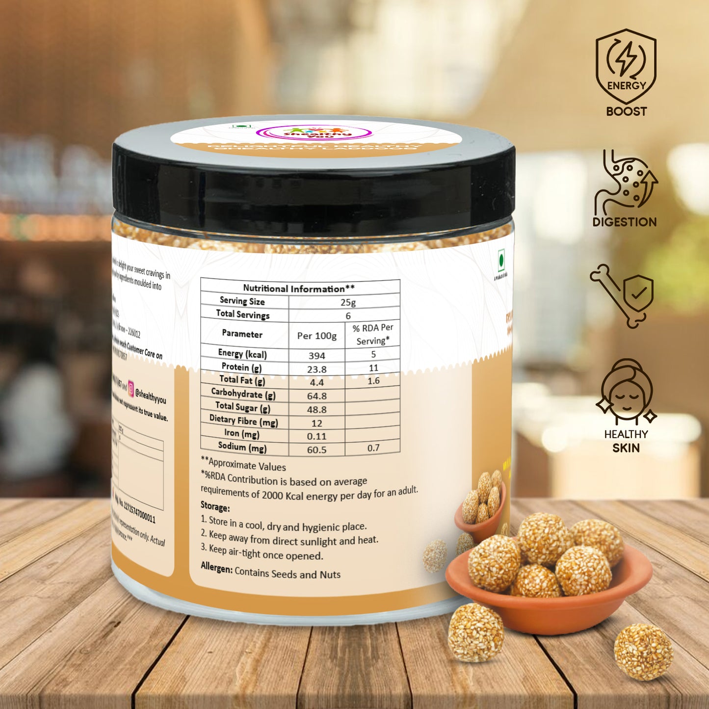 Shealthy You - Til Laddoo | No Refined Sugar | 11% Protein | Dietary Fiber Rich | Healthy Snacks for Kids, Adults and Elderly alike