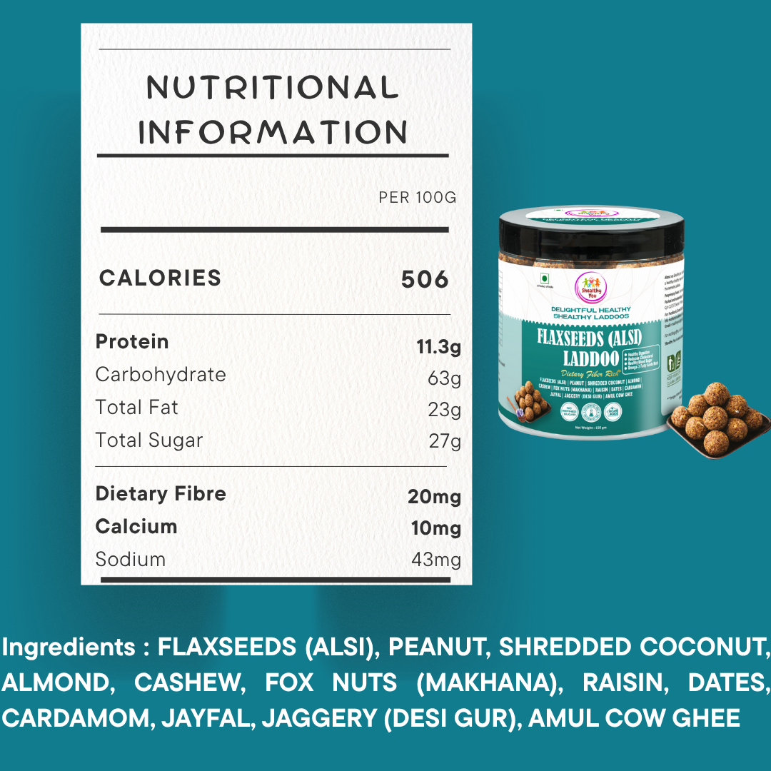 Shealthy You - Flaxseeds (Alsi) Laddoo | No Refined Sugar | Dietary Fiber Rich | Omega-3 Fatty Acid Rich | Healthy Snacks for Kids, Adults and Elderly alike