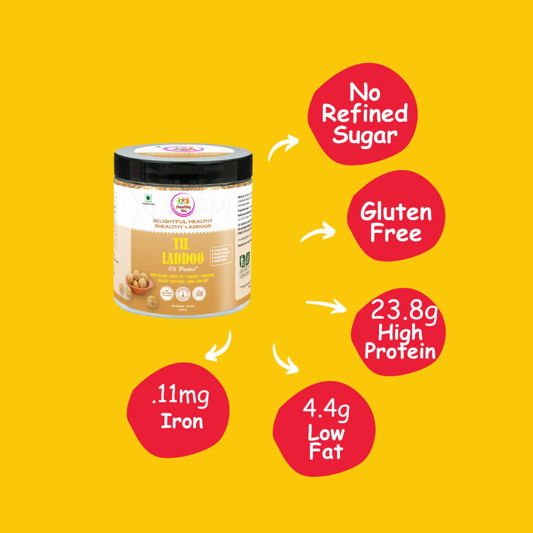 Shealthy You - Til Laddoo | No Refined Sugar | 11% Protein | Dietary Fiber Rich | Healthy Snacks for Kids, Adults and Elderly alike