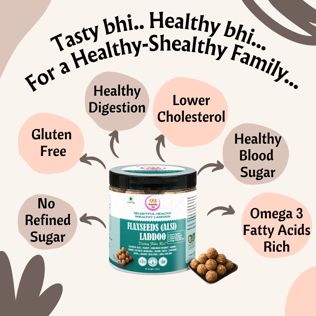Shealthy You - Flaxseeds (Alsi) Laddoo | No Refined Sugar | Dietary Fiber Rich | Omega-3 Fatty Acid Rich | Healthy Snacks for Kids, Adults and Elderly alike