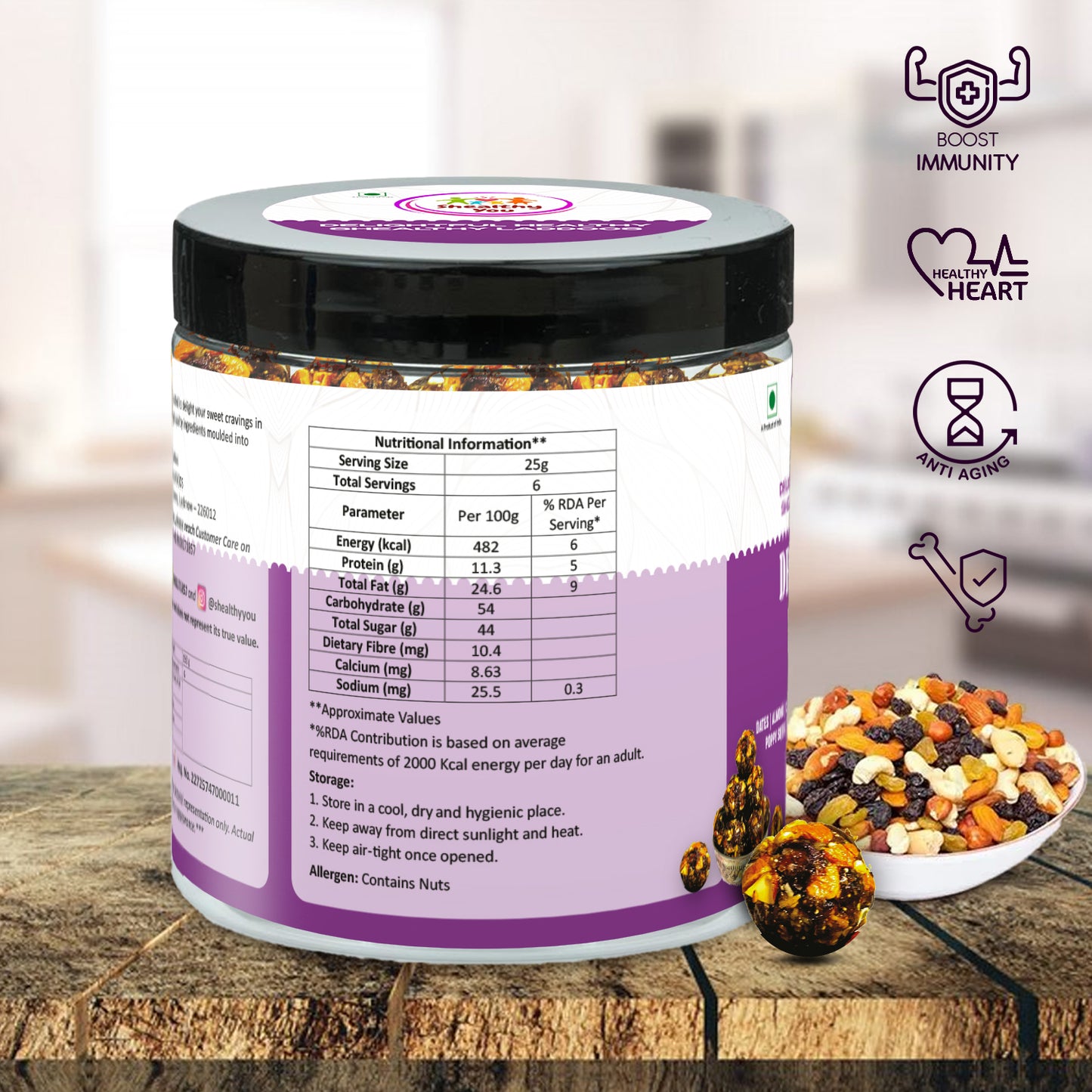 Shealthy You - Dry Fruits Laddoo | 75% Dry Fruits | Sugar Free Laddu | High Protein | Healthy Snacks for Kids, Adults and Elderly alike