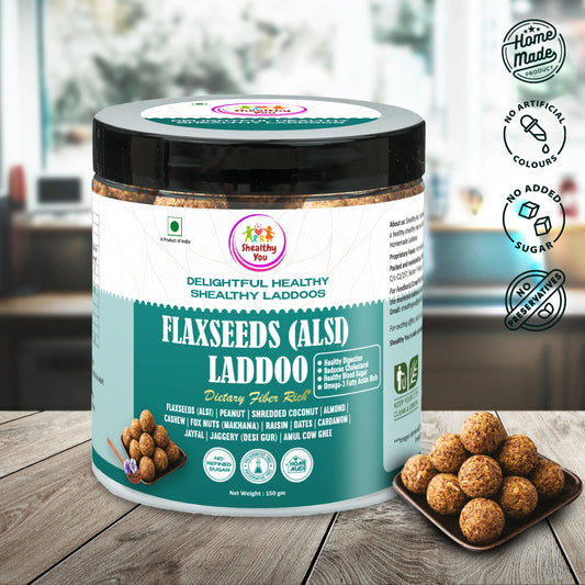 Shealthy You - Flaxseeds (Alsi) Laddoo | No Refined Sugar | Dietary Fiber Rich | Omega-3 Fatty Acid Rich | Healthy Snacks for Kids, Adults and Elderly alike