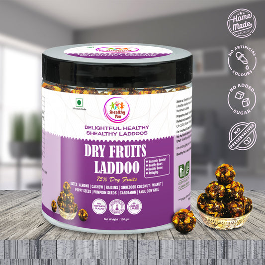 Shealthy You - Dry Fruits Laddoo | 75% Dry Fruits | Sugar Free Laddu | High Protein | Healthy Snacks for Kids, Adults and Elderly alike