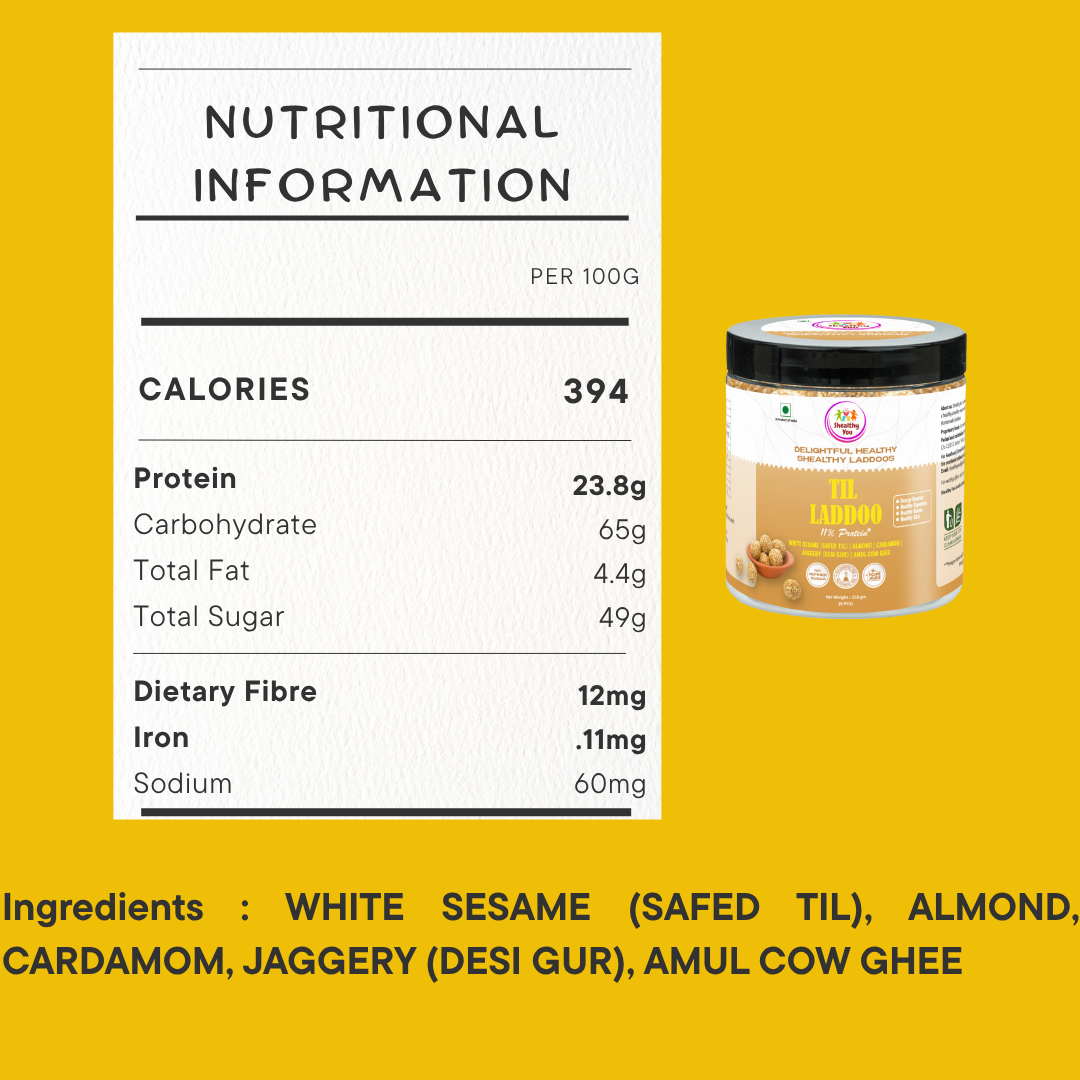 Shealthy You - Til Laddoo | No Refined Sugar | 11% Protein | Dietary Fiber Rich | Healthy Snacks for Kids, Adults and Elderly alike