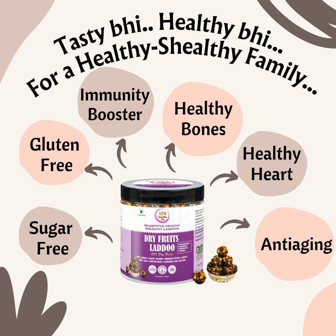 Shealthy You - Dry Fruits Laddoo | 75% Dry Fruits | Sugar Free Laddu | High Protein | Healthy Snacks for Kids, Adults and Elderly alike